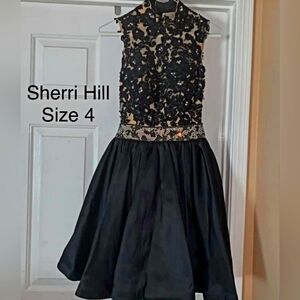 Black, Sherri Hill, Cocktail Dress, Size 4